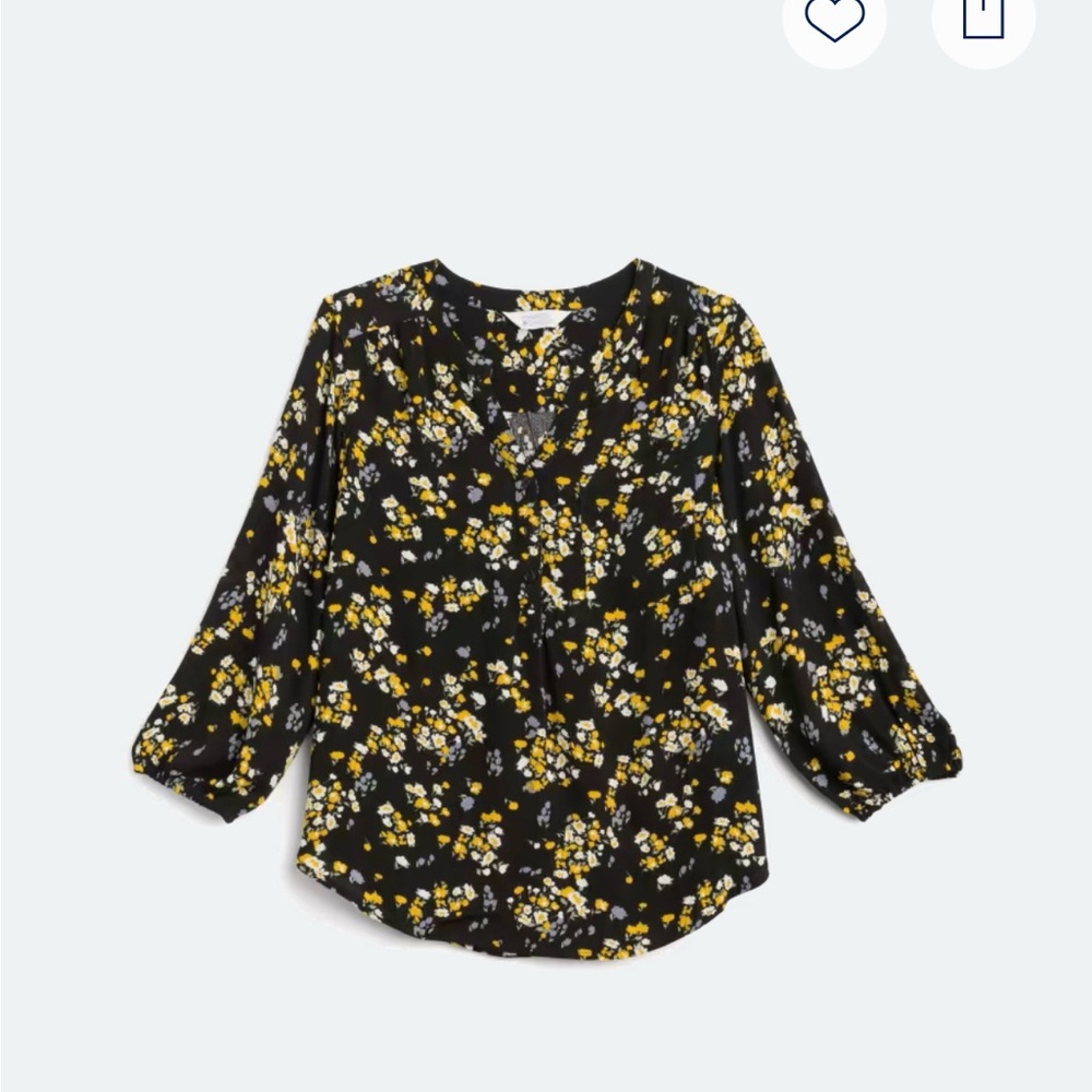 Market & Spruce Floral Black and Yellow Women's Top (XXL)